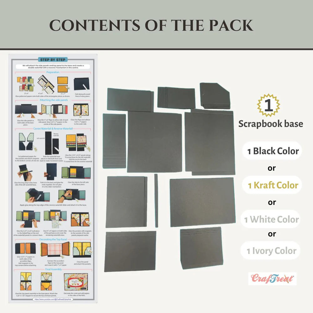 CrafTreat - Scrapbook Blank Precut Album Base - LapBook Folio - Black