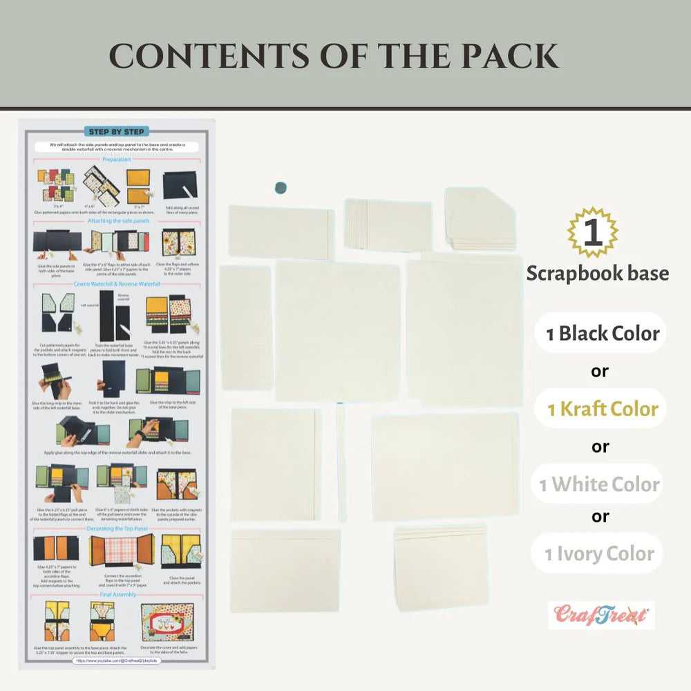 CrafTreat - Scrapbook Blank Precut Album Base -  LapBook Folio - Ivory