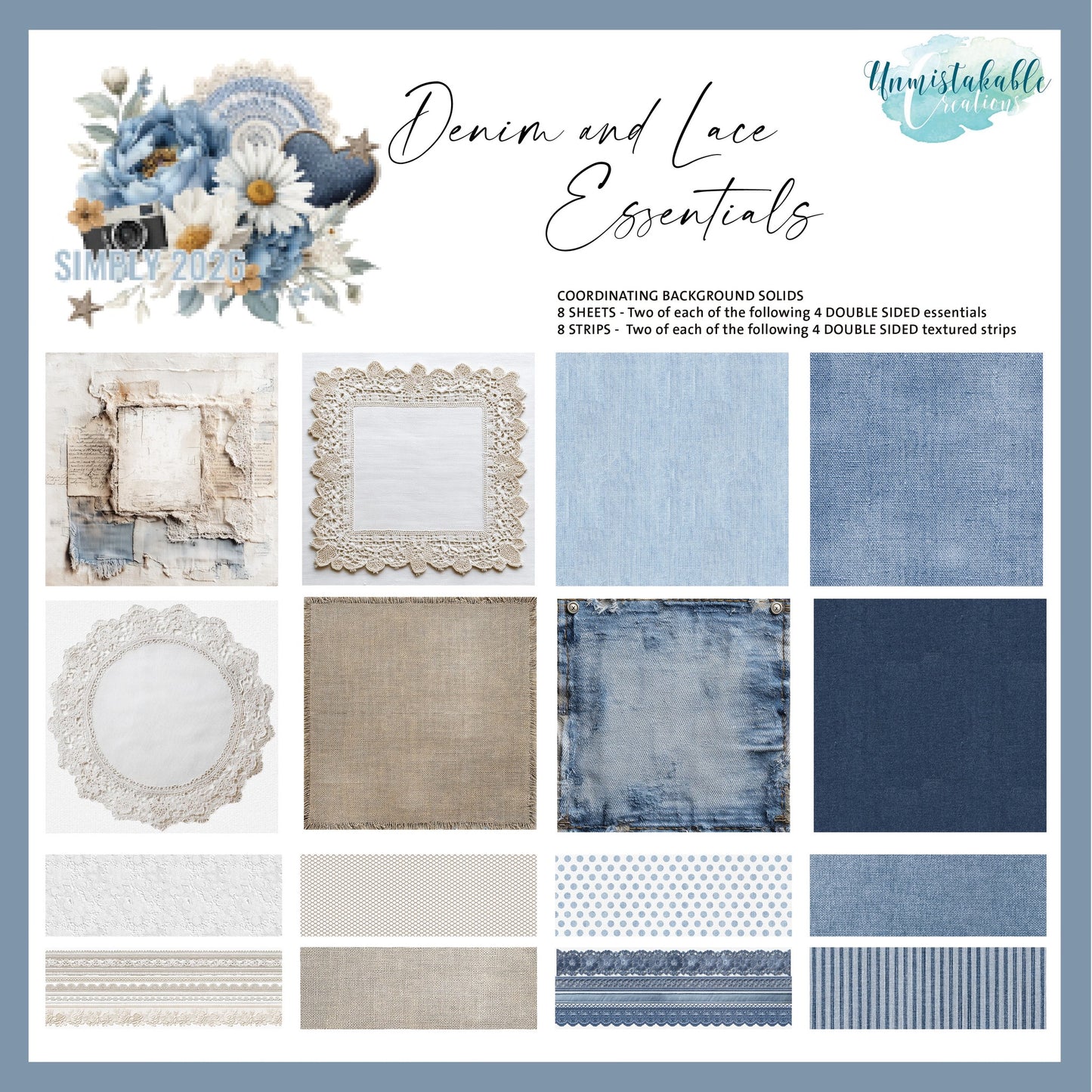 Unmistakable Creations - Denim & Lace Bundle Kit - By Melissa Kennedy