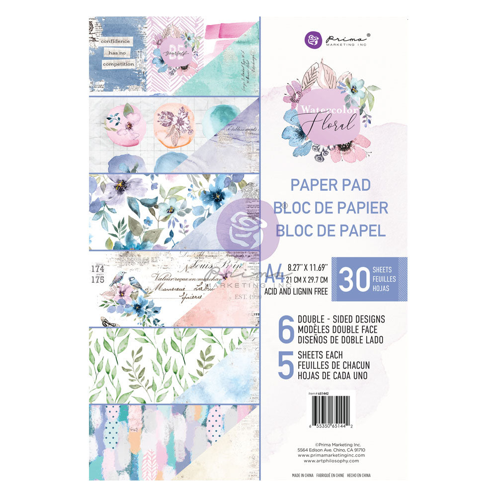 Prima Marketing - Watercolor Floral - A4 Paper Pad
