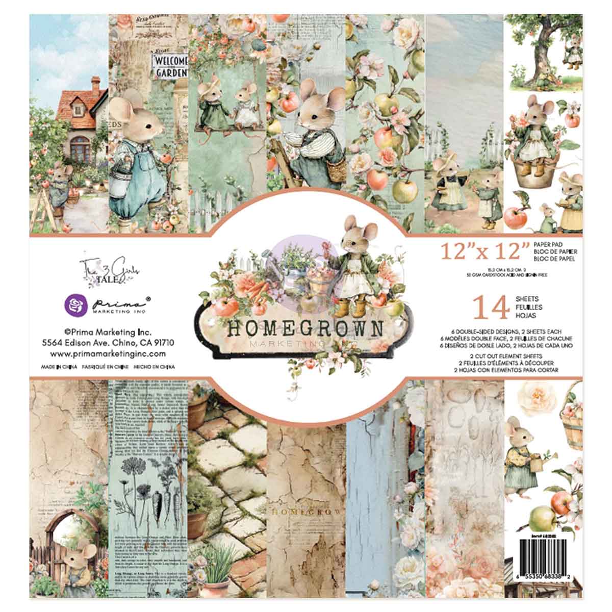 Prima Marketing - HOMEGROWN Collection 12×12 Paper Pad (14/sheets)