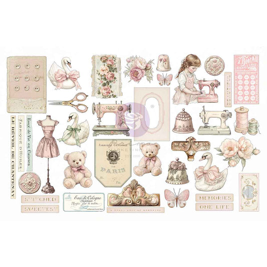 Prima Marketing - BUTTONS & KEEPSAKES Collection Ephemera – Stitched Clippings (76/pcs)