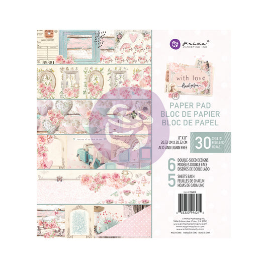 A paper pad with floral and vintage designs on a white background, featuring the Arima brand.