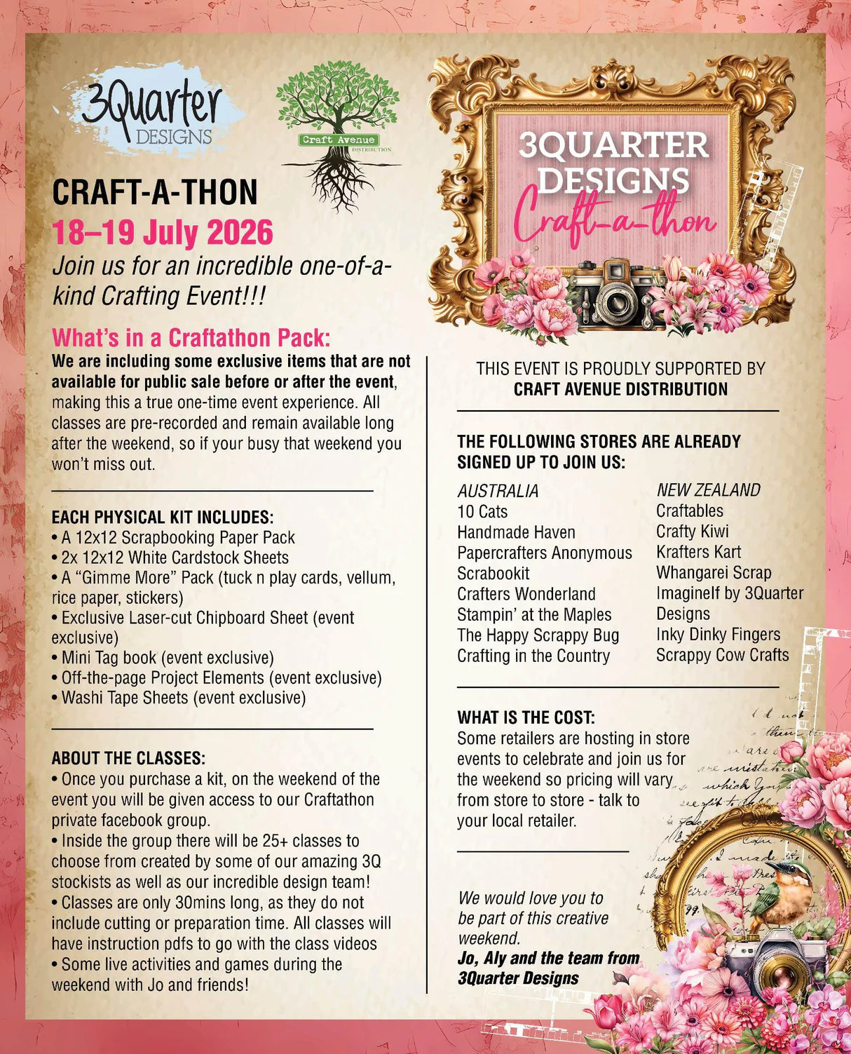 3Quarter Designs - Craft-A-Thon 18/19 July 2026 (Online and/or In-Person)