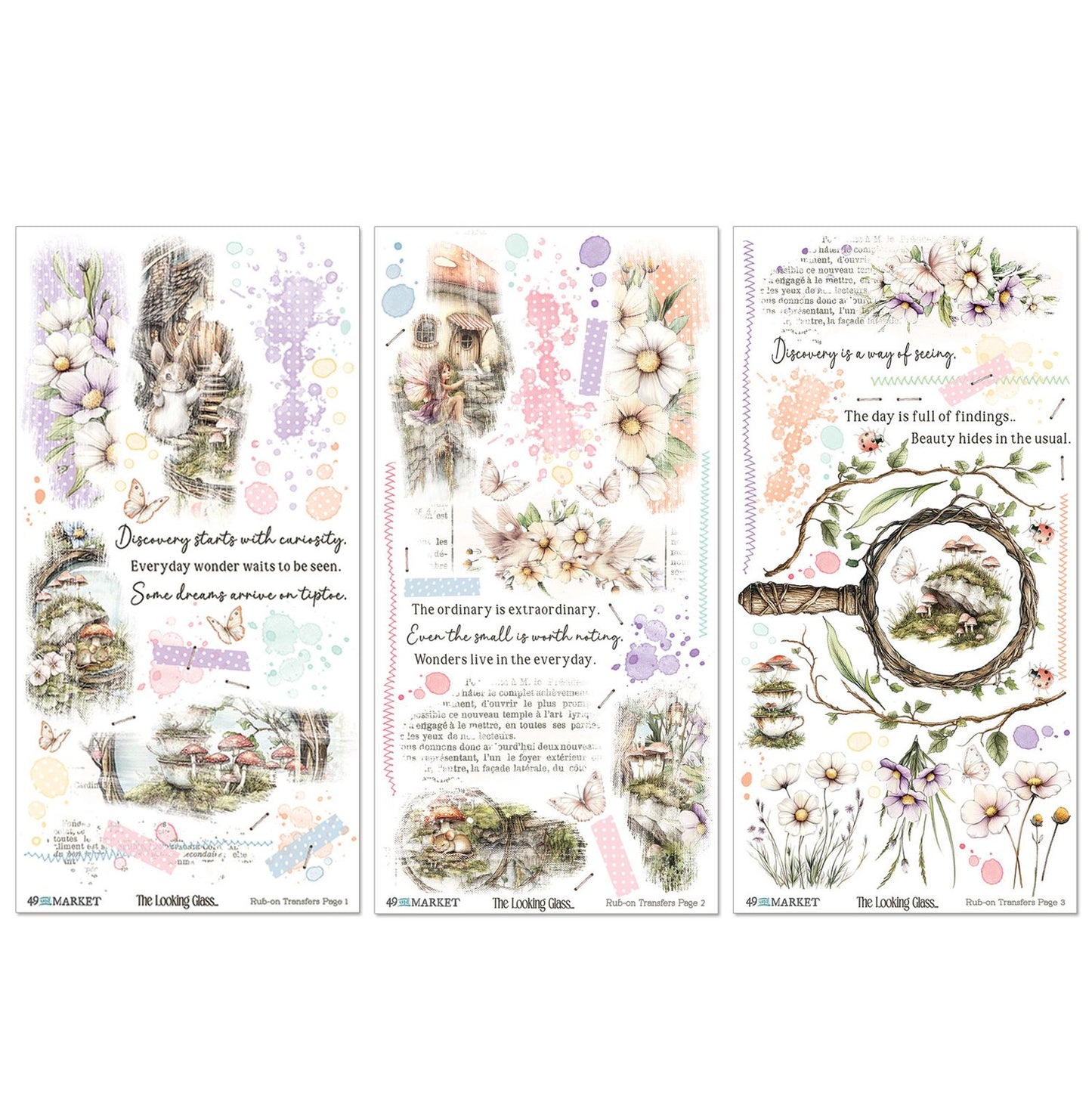 49 and Market -The Looking Glass - Blendable Rub-On Transfer Set 6"X12