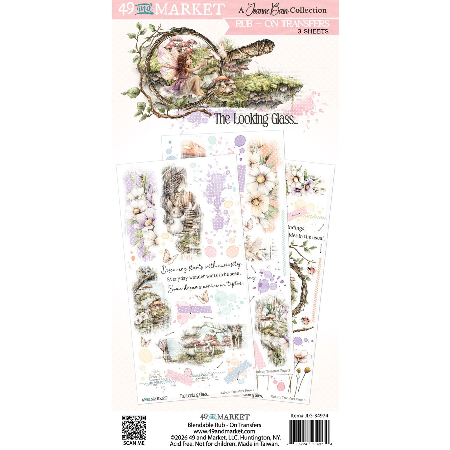 49 and Market -The Looking Glass - Blendable Rub-On Transfer Set 6"X12