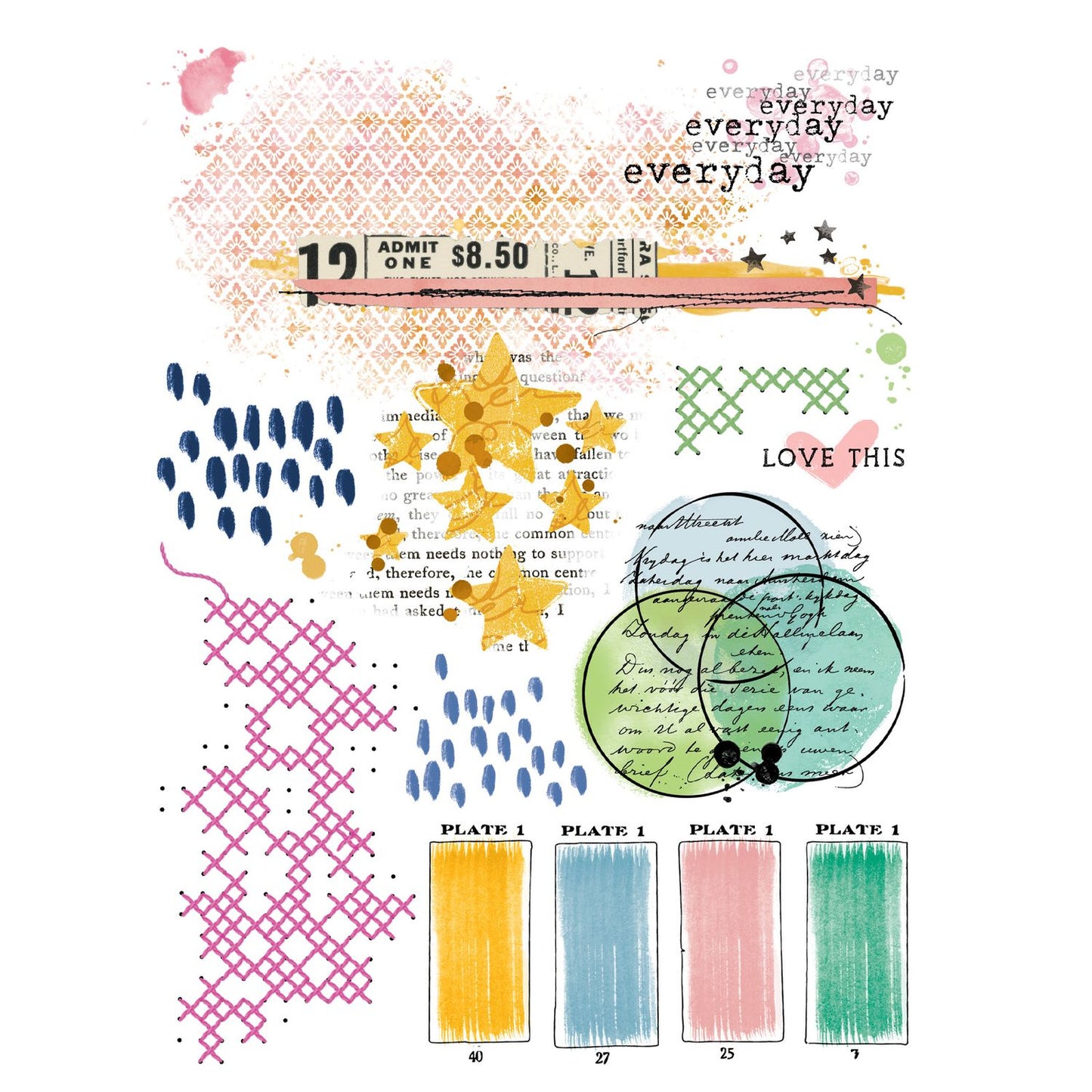 49 and Market - Artful Moments - Rub-on Transfer Set