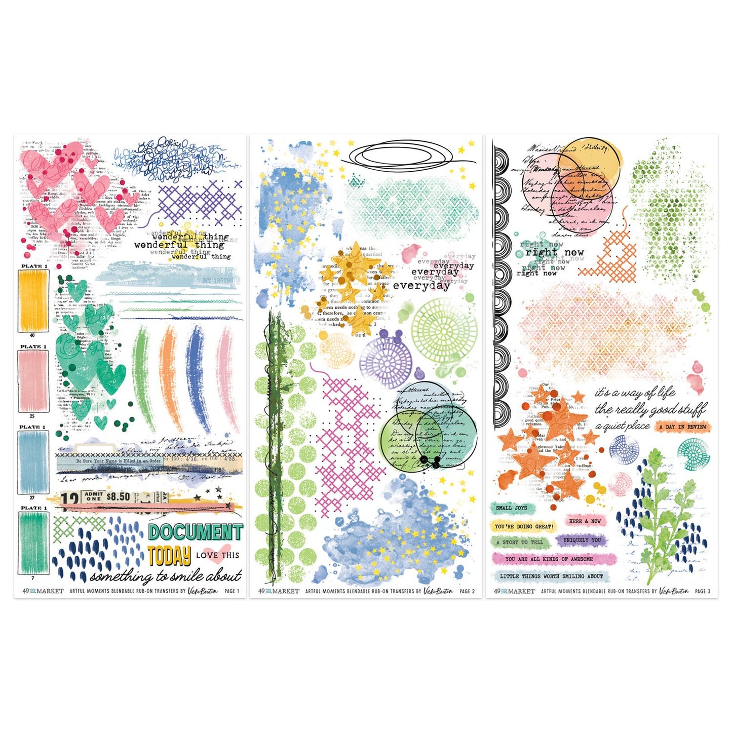 49 and Market - Artful Moments - Rub-on Transfer Set