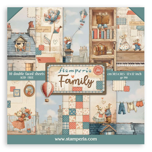 Stamperia - Double-Sided Paper Pad 12"X12" 10/Pkg - Family