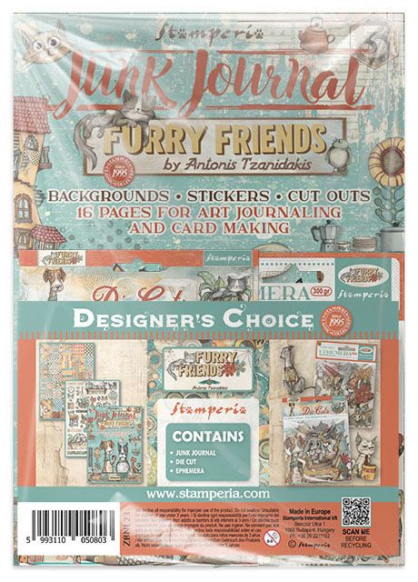 Stamperia - Junk Journal, Ephemera & Die Cuts Bundle - Furry Friends