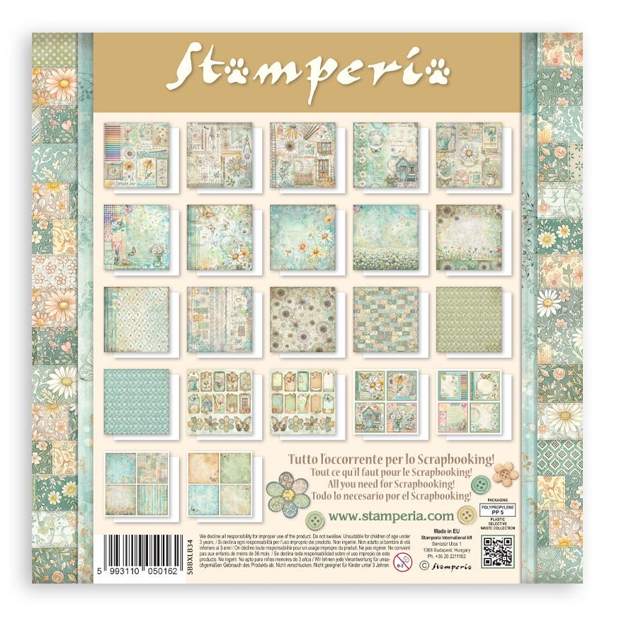 Stamperia - Single-Sided Mega Paper Pad 12"x12" 22/Pkg - Daisy Art