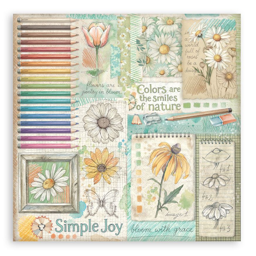 Stamperia - Single-Sided Mega Paper Pad 12"x12" 22/Pkg - Daisy Art