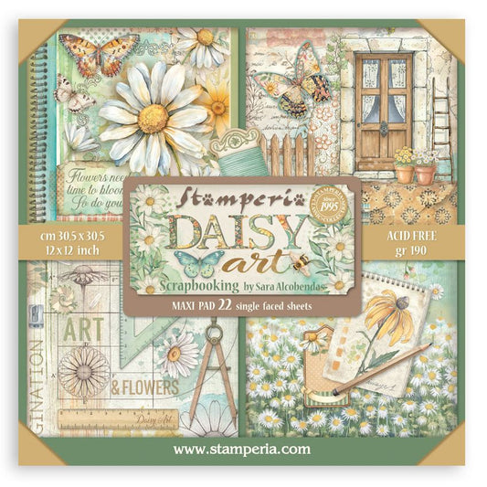 Stamperia - Single-Sided Mega Paper Pad 12"x12" 22/Pkg - Daisy Art