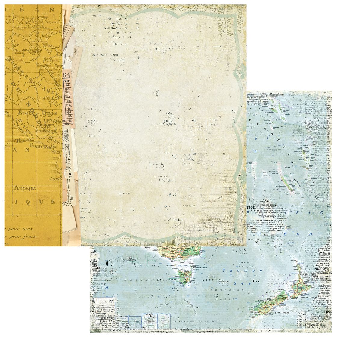 49 and Market - Travel Diaries - 12x12 Cardstock Vintage Map (1/sheet)