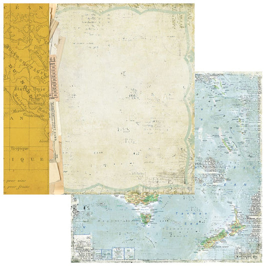49 and Market - Travel Diaries - 12x12 Cardstock Vintage Map (1/sheet)