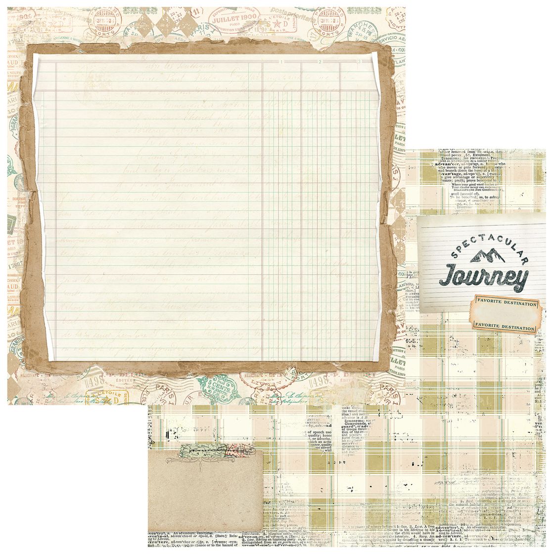 49 and Market - Travel Diaries - 12x12 Cardstock Journey (1/sheet)