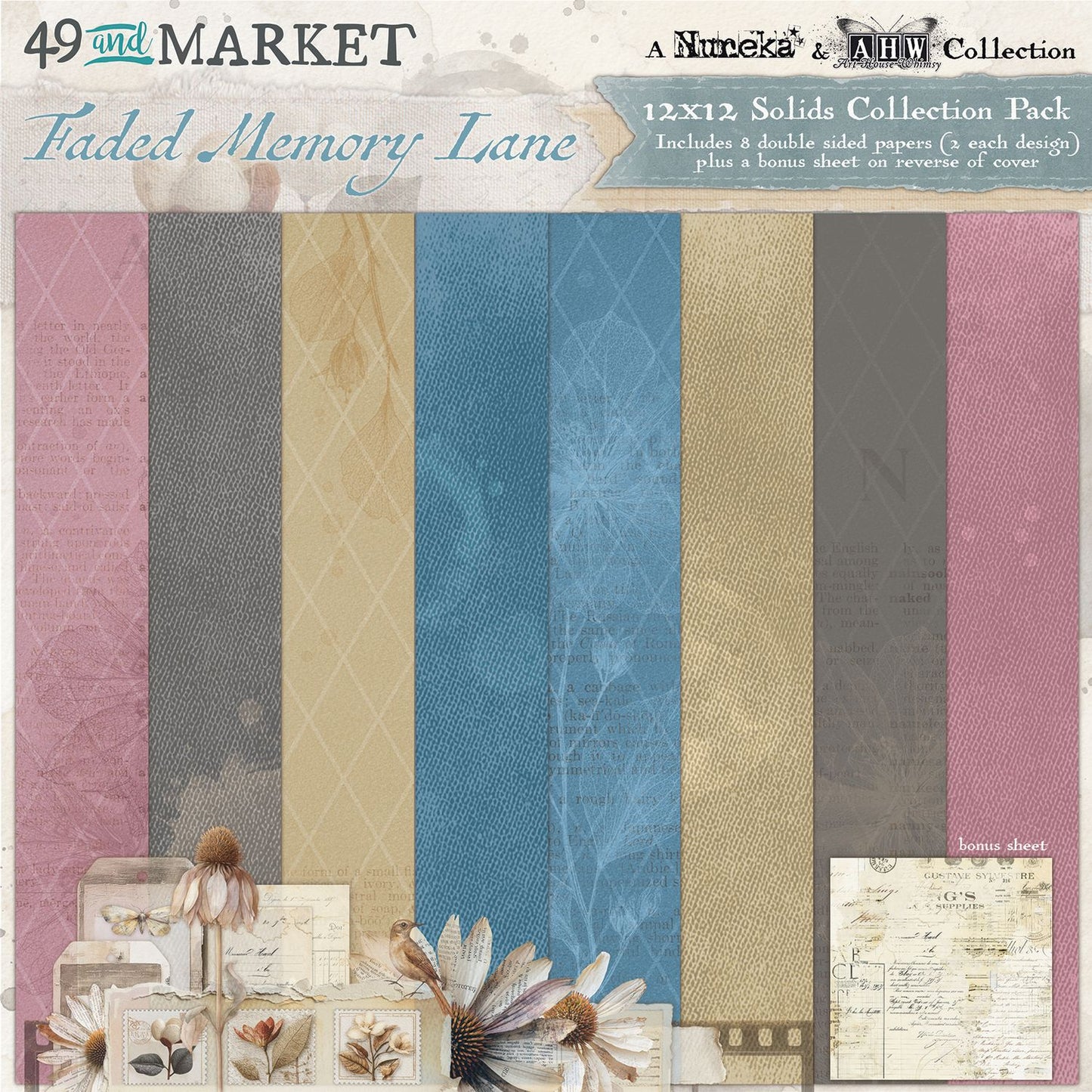 49 and Market - Faded Memory Lane - 12 x12 Solids Collection Pack
