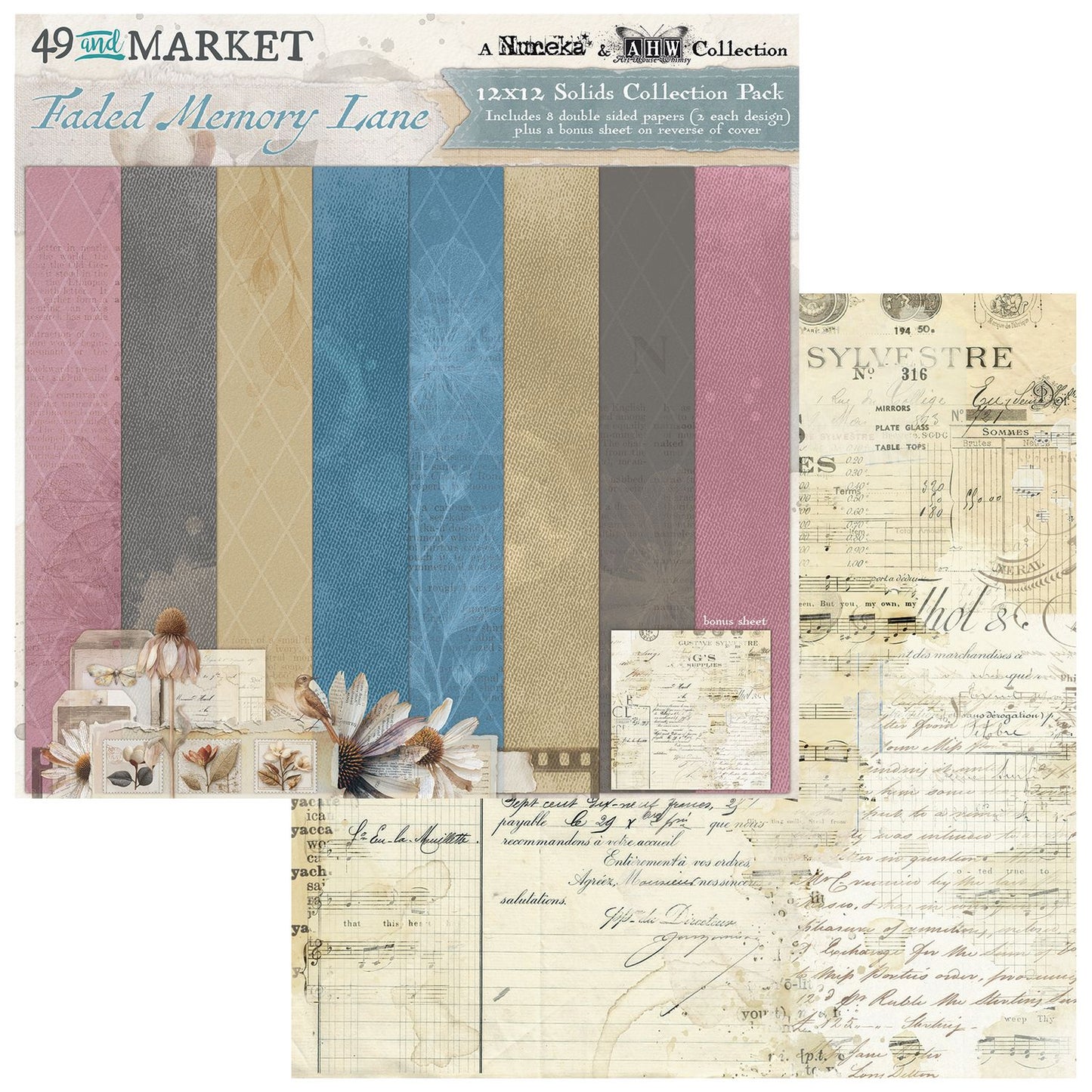 49 and Market - Faded Memory Lane - 12 x12 Solids Collection Pack