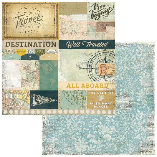 49 and Market - Travel Diaries - 12x12 Cardstock All Aboard (1/sheet)