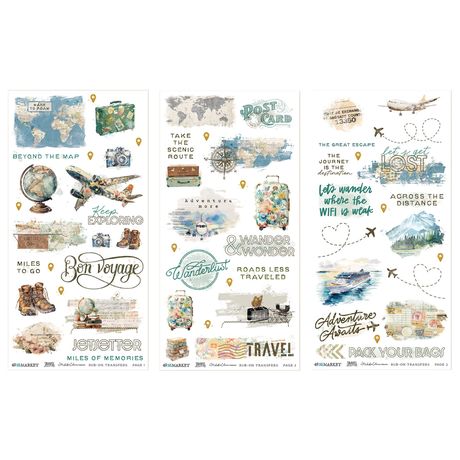 49 and Market - Travel Diaries - Blendable Rub-On Transfer Set 6"X12