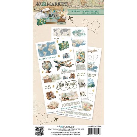 49 and Market - Travel Diaries - Blendable Rub-On Transfer Set 6"X12