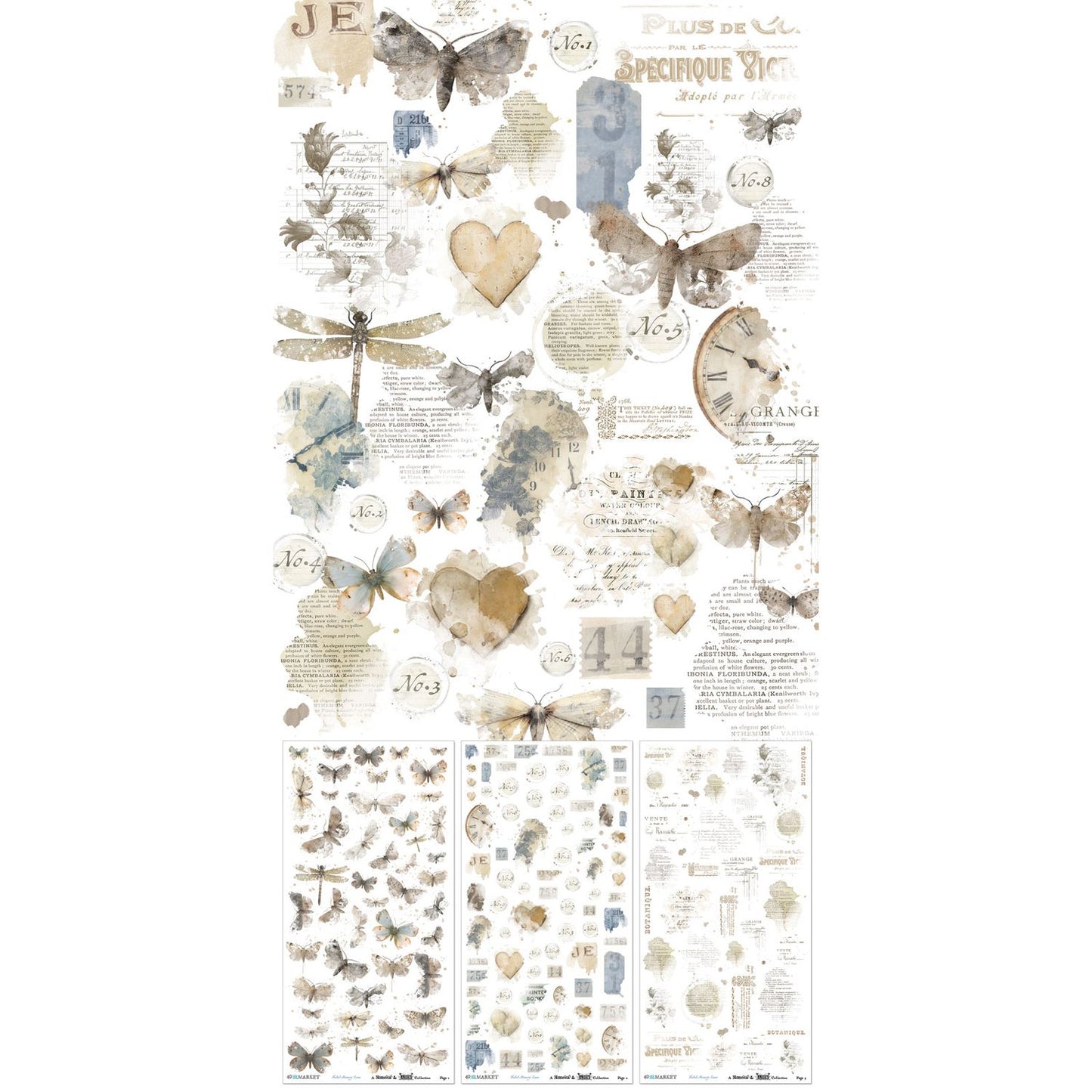 49 and Market - Faded Memory Lane - Blendable Rub-On Transfer Set 6"X12