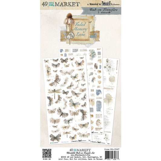 49 and Market - Faded Memory Lane - Blendable Rub-On Transfer Set 6"X12