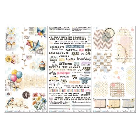 49 and Market - Glimmer and Glee - Blendable Rub-On Transfer Set 6"X12