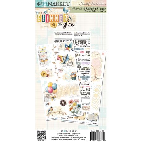 49 and Market - Glimmer and Glee - Blendable Rub-On Transfer Set 6"X12
