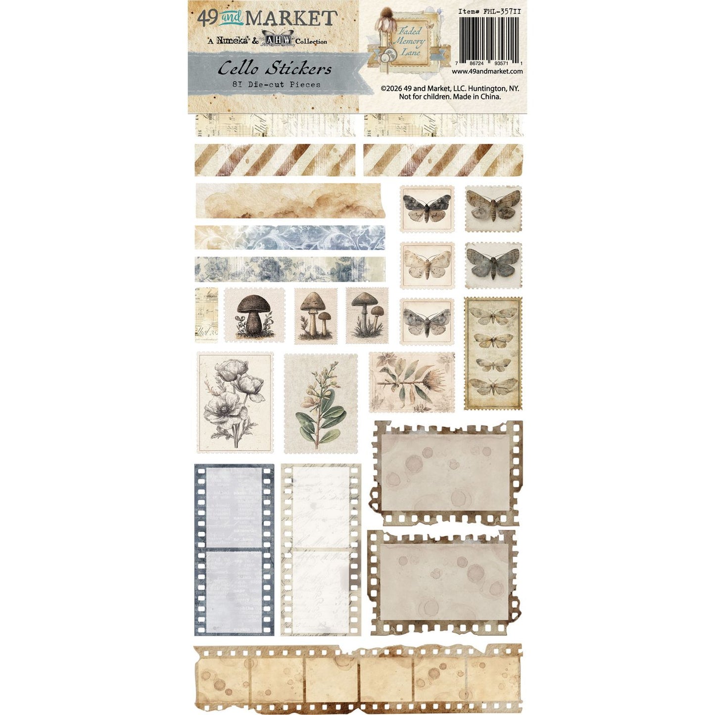 49 and Market - Faded Memory Lane - Cello Sticker Set