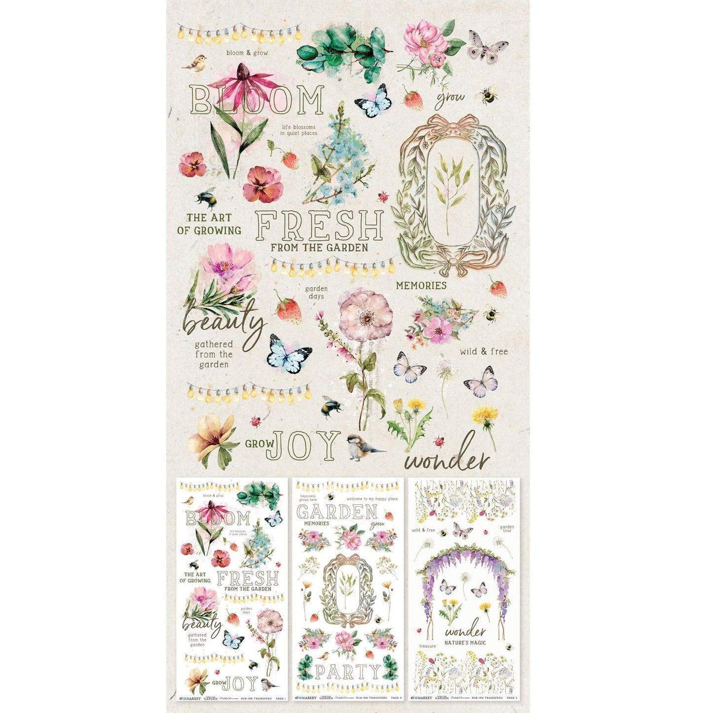 49 and Market - From the Garden - Blendable Rub-On Transfer Set 6"X12