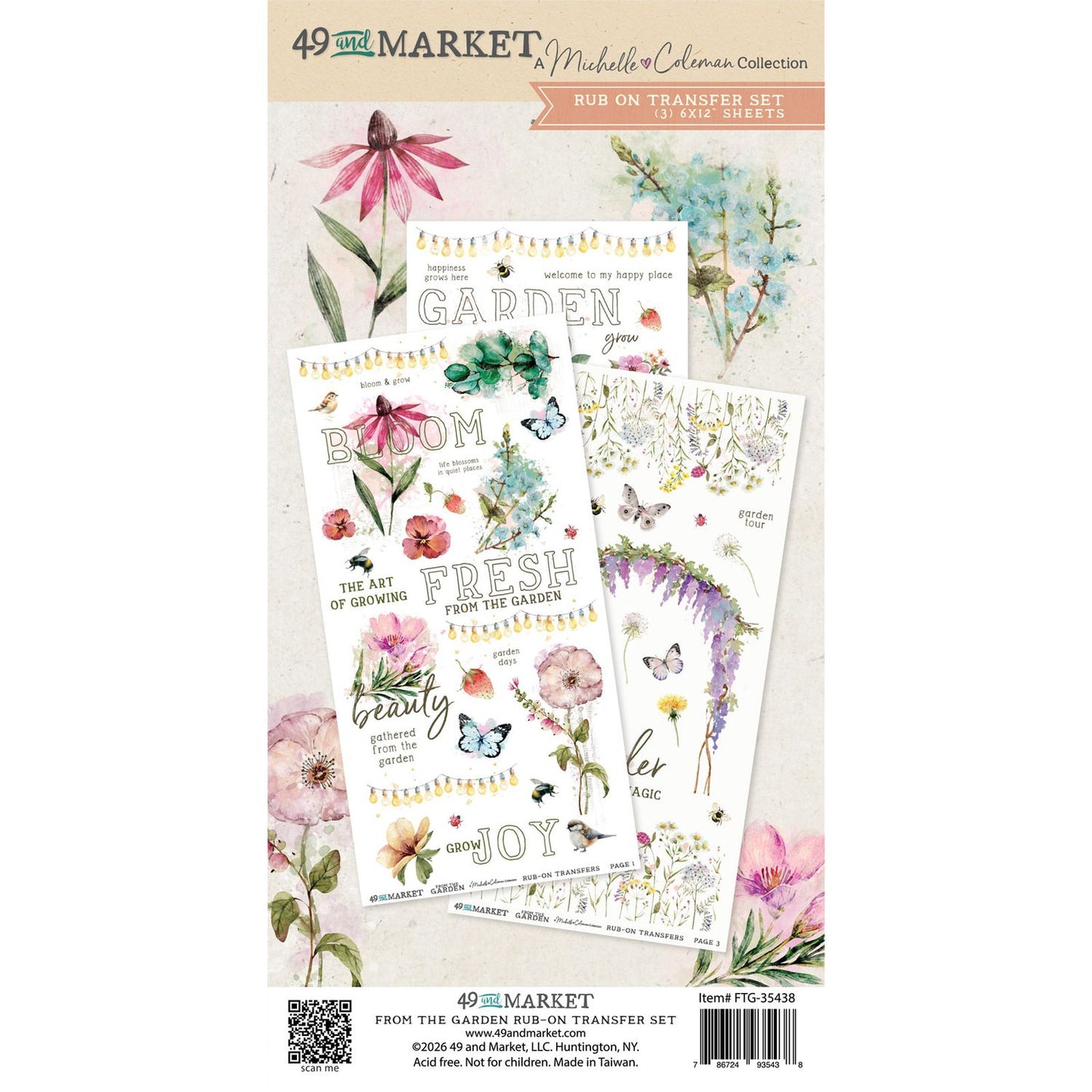 49 and Market - From the Garden - Blendable Rub-On Transfer Set 6"X12