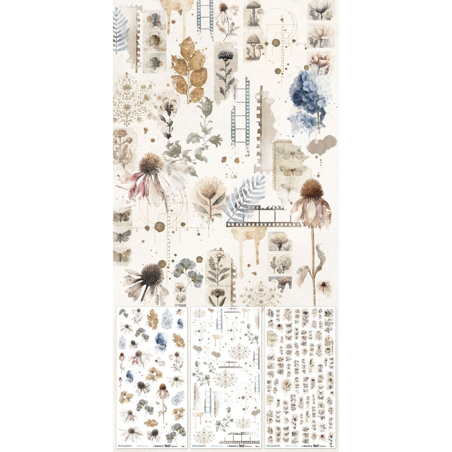 49 and Market - Faded Memory Lane - Essential Rub-On Transfer Set 6"X12