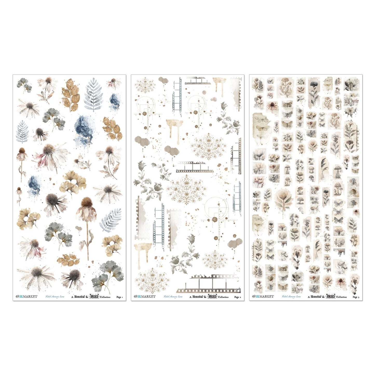 49 and Market - Faded Memory Lane - Essential Rub-On Transfer Set 6"X12