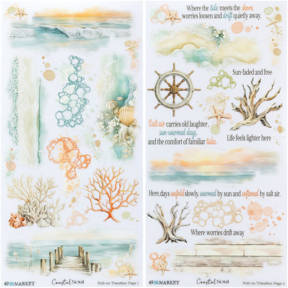 49 and Market - Coastal Soul - Rub-On Transfer Set 6"X12"