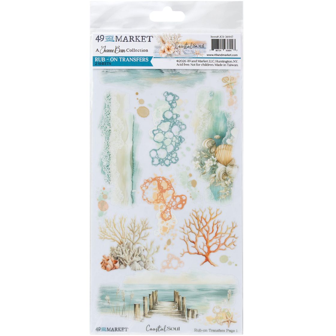 49 and Market - Coastal Soul - Rub-On Transfer Set 6"X12"