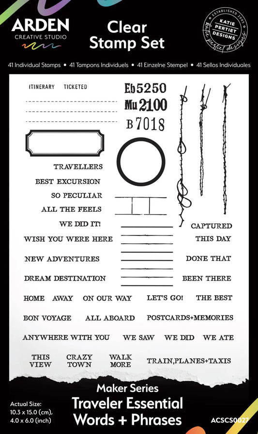 Arden Creative Studio - Maker Series Traveler Essential Words + Phrases Clear Stamp (BEEN THERE)