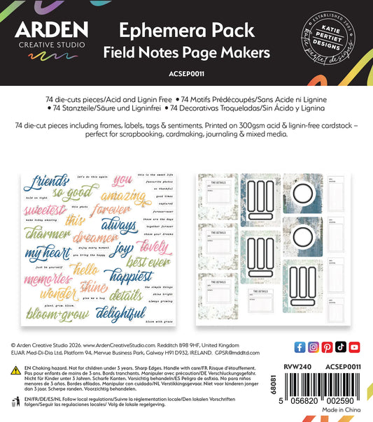 Arden Creative Studio - Field Notes - Page Makers Ephemera Pack