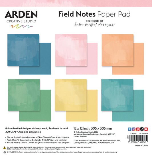 Arden Creative Studio - Field Notes - 12x12 Solids Paper Pack