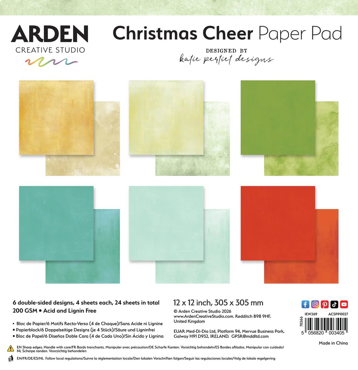 Arden Creative Studio - Christmas Cheer - 12x12 Solids Paper Pad