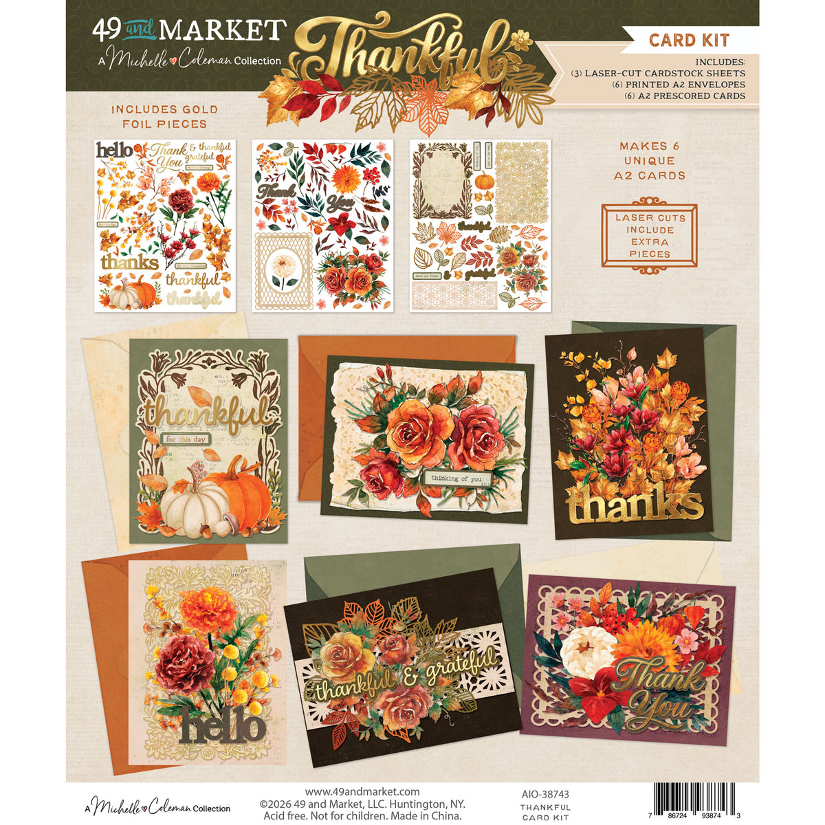 49 and Market - Thankful Card Kit with Gold Foil