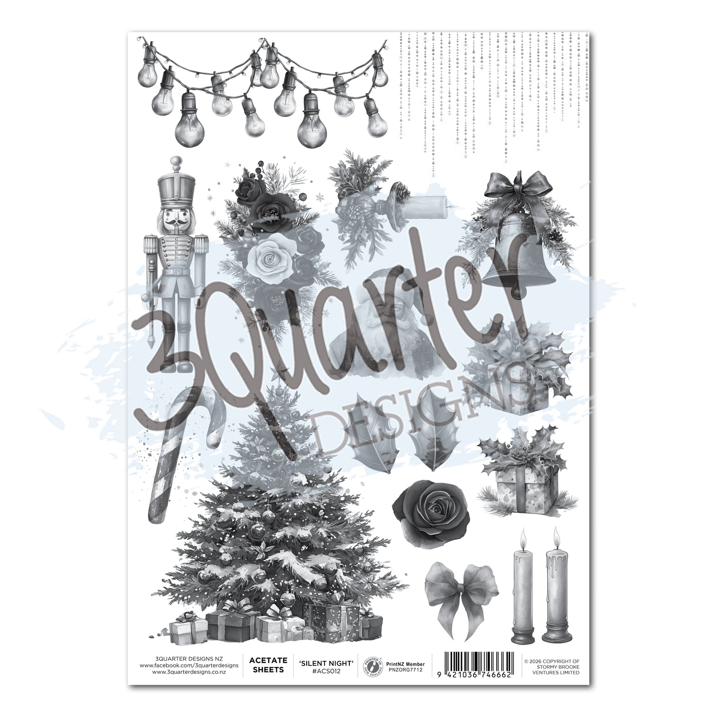 3Quarter Designs - Silent Night - Acetate Sheet (1/sheet)