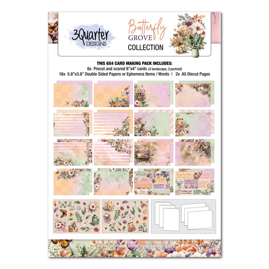 3Quarter Designs - 6x4 Card Making Pack - Butterfly Grove