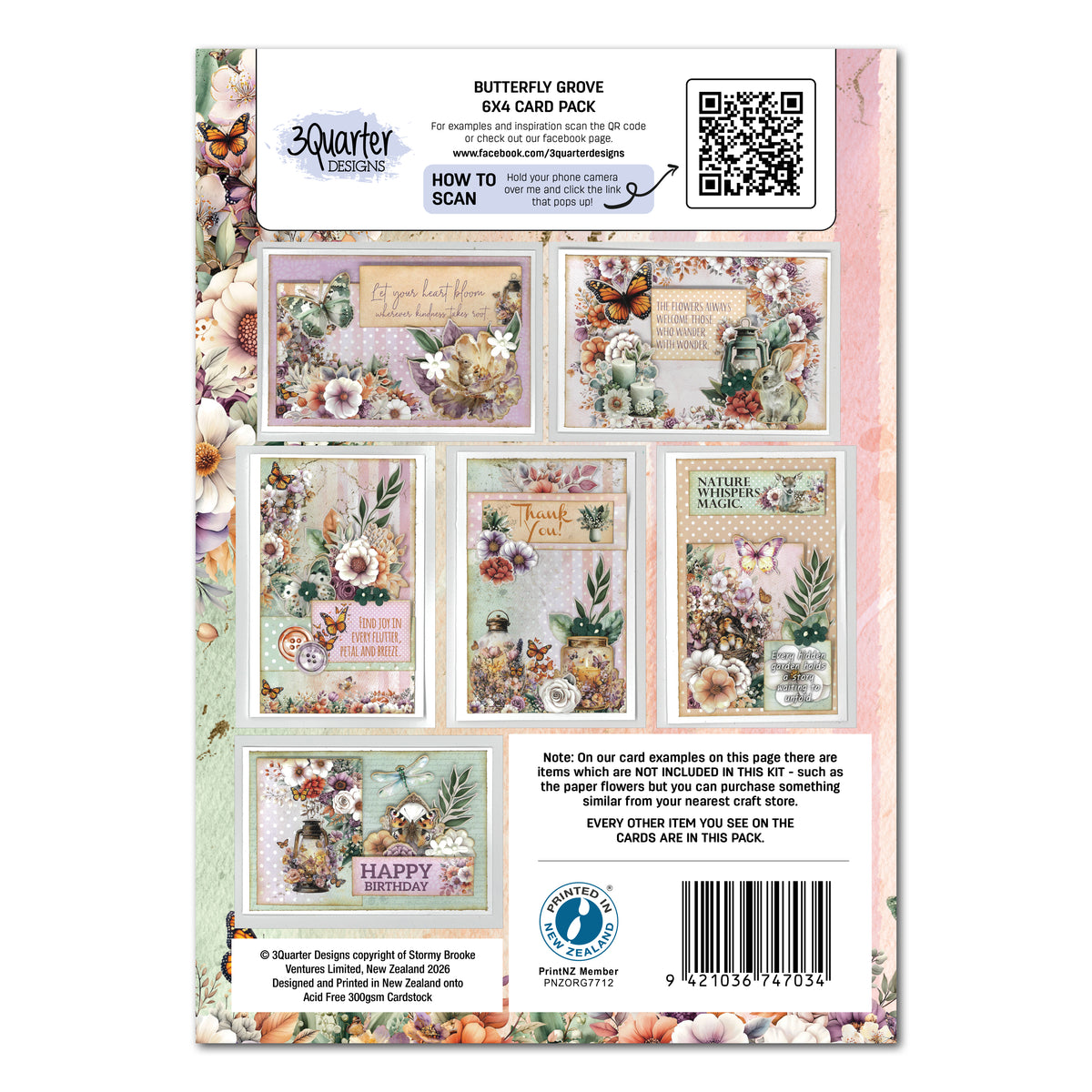 3Quarter Designs - 6x4 Card Making Pack - Butterfly Grove