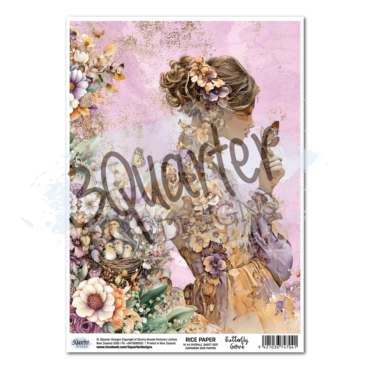 3Quarter Designs - Rice Paper - Butterfly Grove
