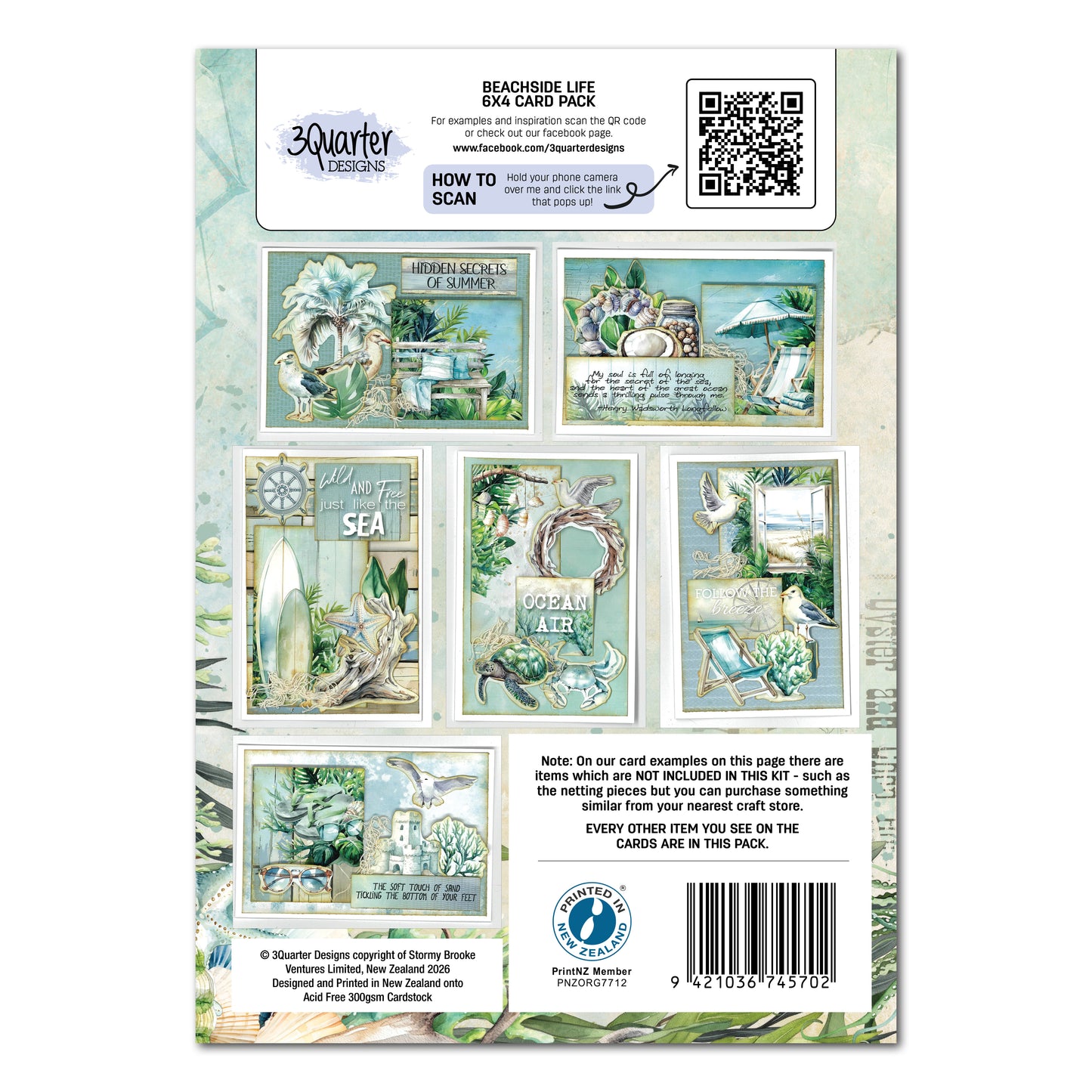 3Quarter Designs - 6x4 Card Making Pack - Beachside Life