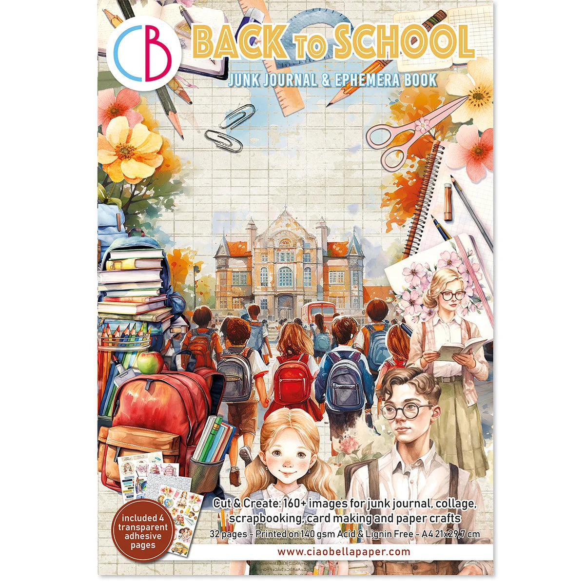 Ciao Bella - Junk Journal & Ephemera Book - Back To School (A4 32/pkg)