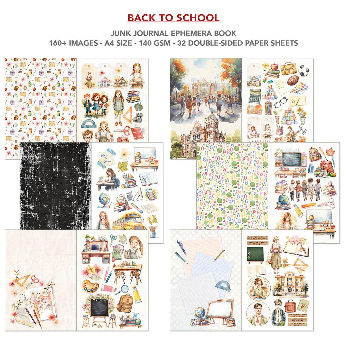 Ciao Bella - Junk Journal & Ephemera Book - Back To School (A4 32/pkg)