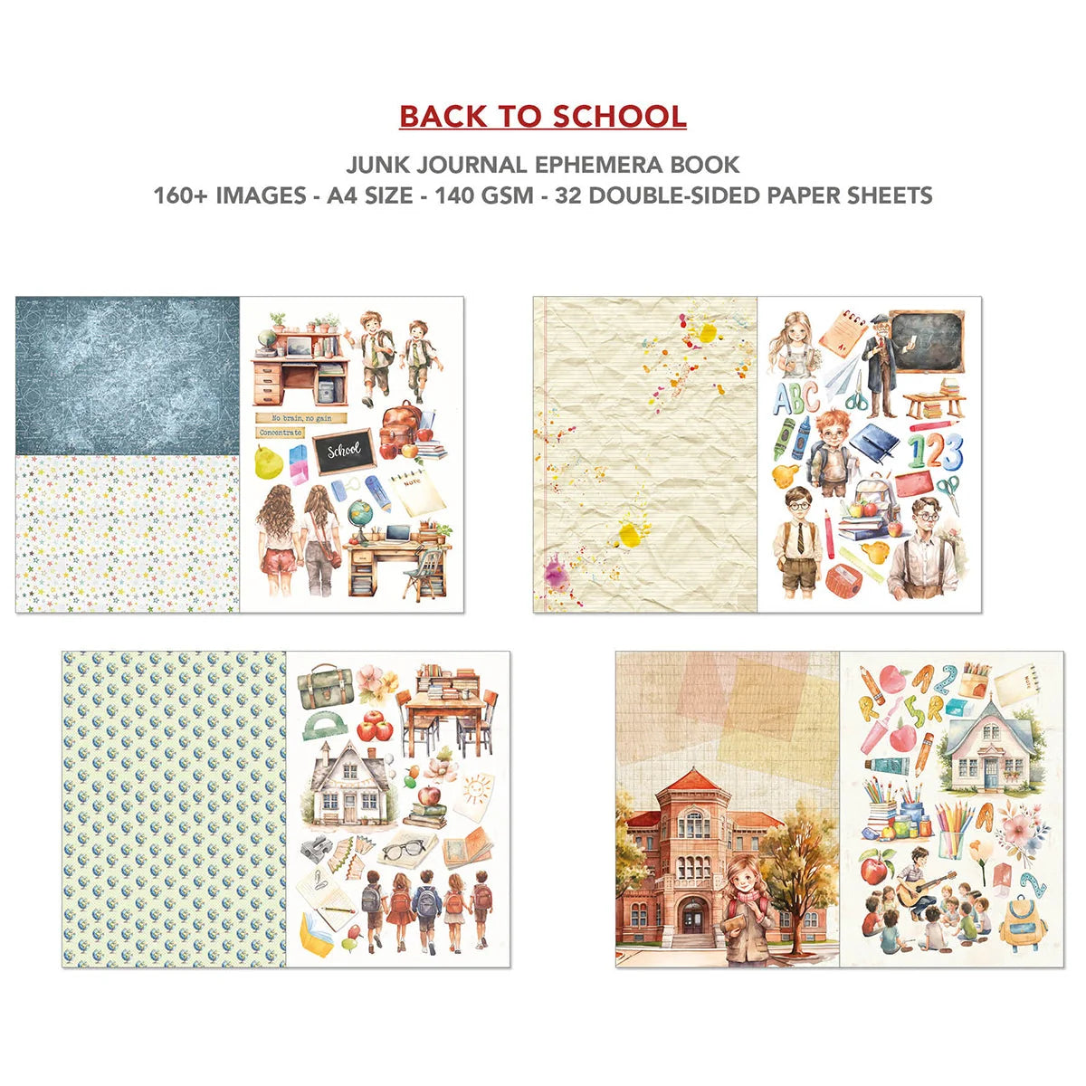 Ciao Bella - Junk Journal & Ephemera Book - Back To School (A4 32/pkg)