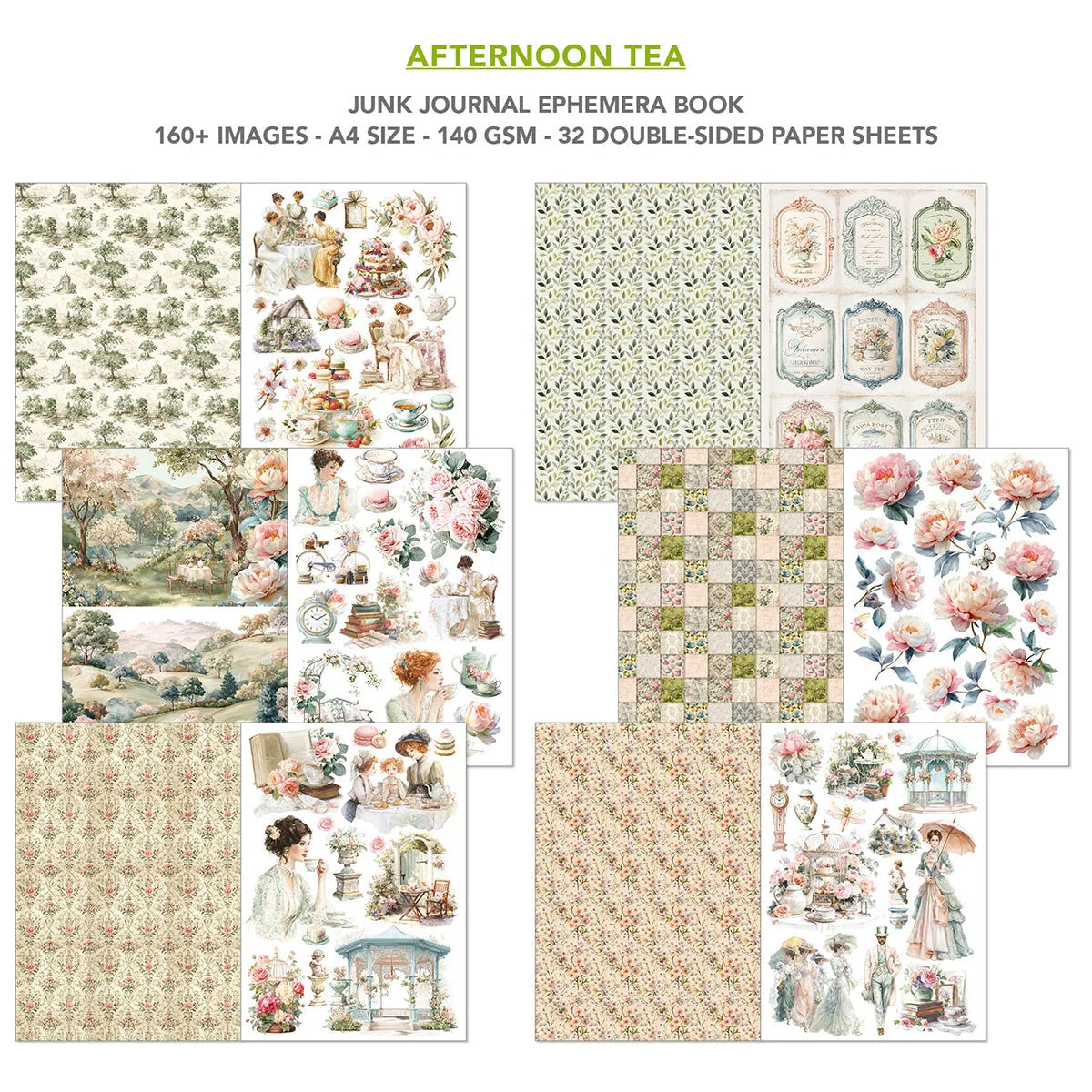 Ciao Bella - Junk Journal & Ephemera Book - Afternoon Tea (A4 32/pkg)